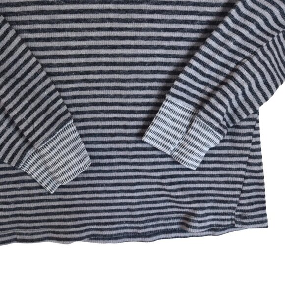 BDG by Urban Outfitters Womens L Striped Thermal Long Sleeve Shirt Gray Black - Picture 5 of 9